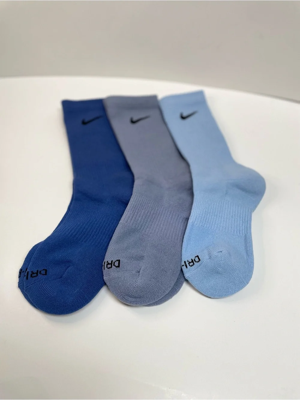 Nike Unisex Crew Socks Trio - Dark Blue, Slate, Light Blue NWOT